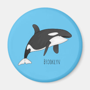 Killer whale cartoon illustration  magnet