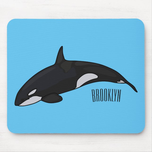 Killer whale cartoon illustration mouse pad (Front)