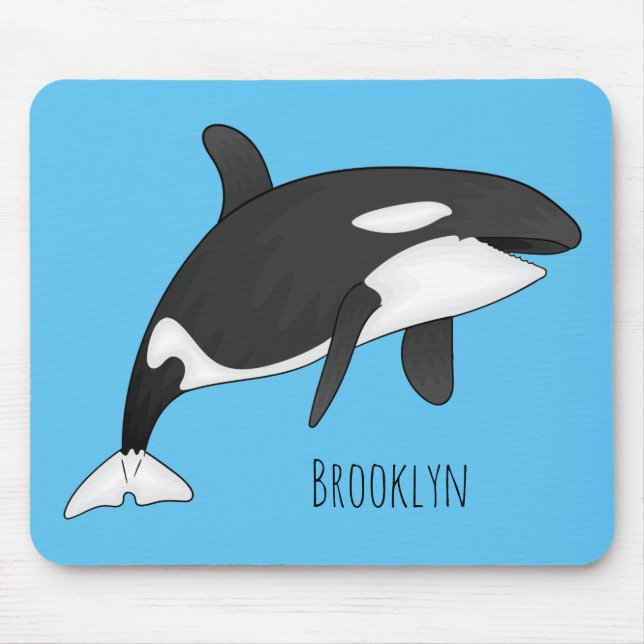Killer whale cartoon illustration mouse pad (Front)