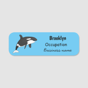 Killer whale cartoon illustration name tag