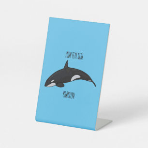 Killer whale cartoon illustration pedestal sign