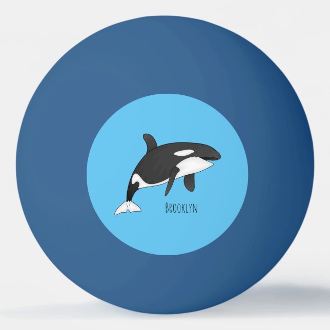 Killer whale cartoon illustration ping pong ball (Front)