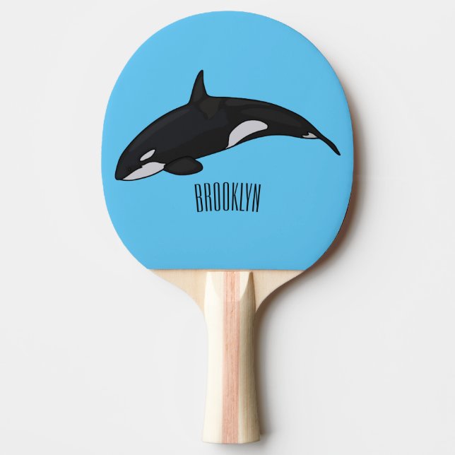 Killer whale cartoon illustration ping pong paddle (Front)