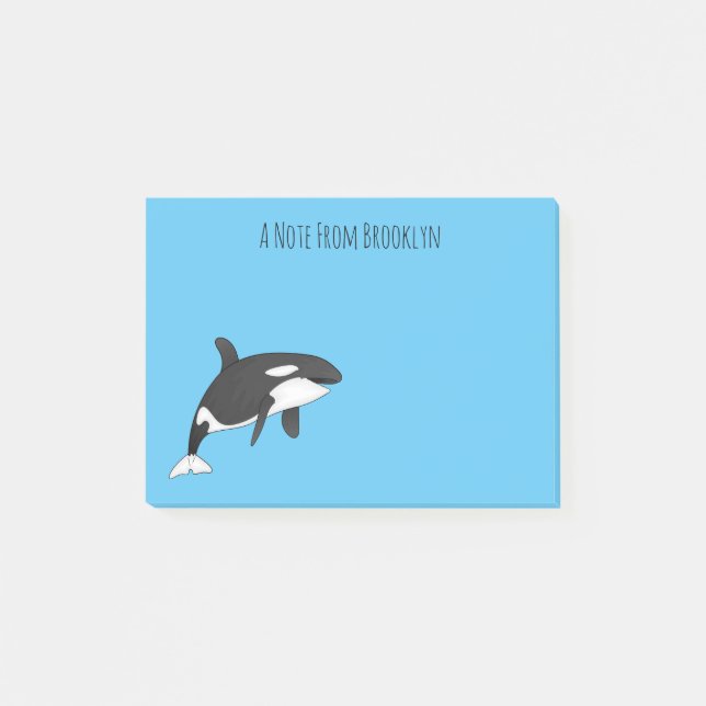 Killer whale cartoon illustration  post-it notes (Front)