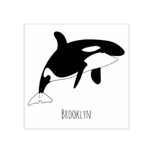 Killer whale cartoon illustration rubber stamp