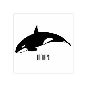 Killer whale cartoon illustration rubber stamp