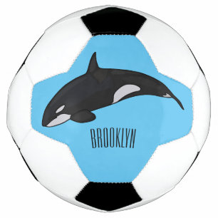 Killer whale cartoon illustration soccer ball