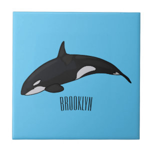 Killer whale cartoon illustration tile