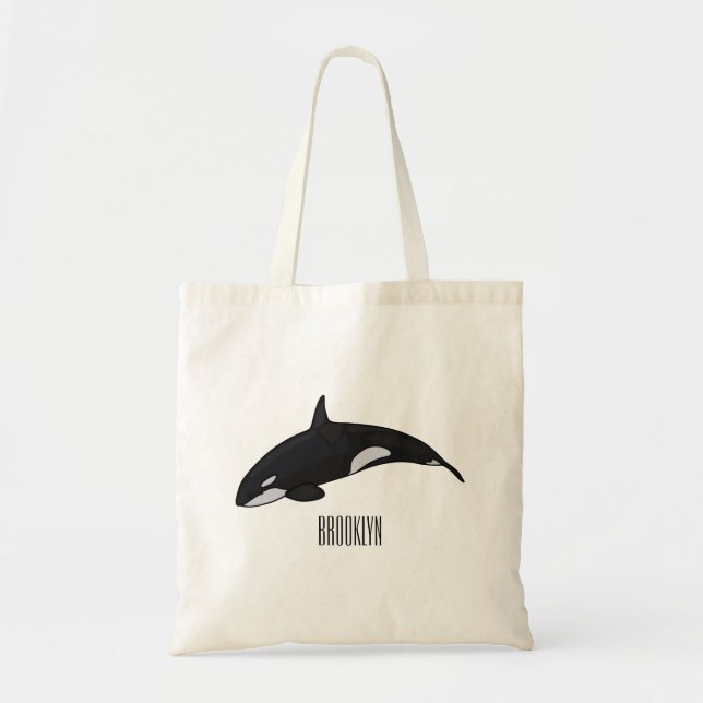 Killer whale cartoon illustration tote bag (Front)