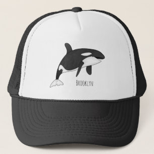 Killer whale cartoon illustration trucker hat
