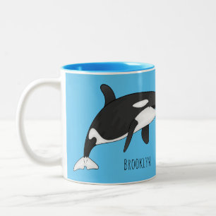 Killer whale cartoon illustration Two-Tone coffee mug