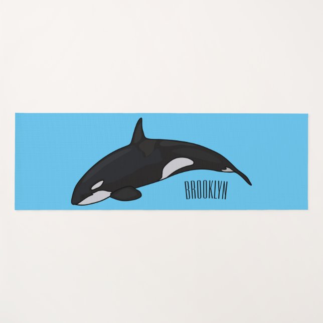 Killer whale cartoon illustration yoga mat (Front (Horizontal))