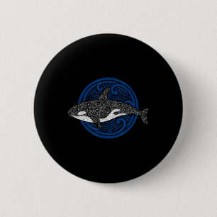 Killer Whale Design Ocean Waves Men Boys Kids Orca 6 Cm Round Badge