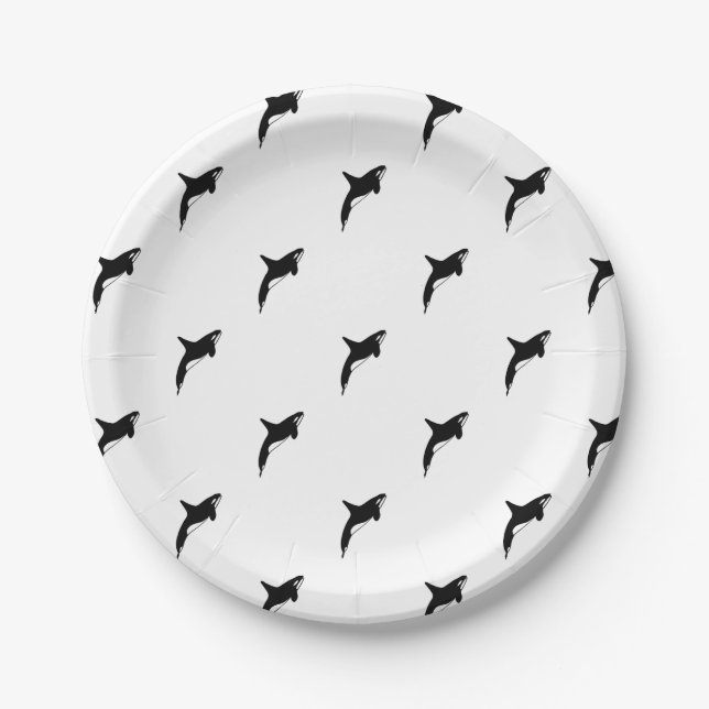 Killer whale in black and white paper plate (Front)
