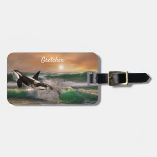 Killer Whale in Rough Sea Luggage Tag