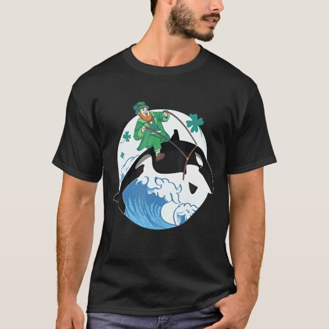 Killer Whale Ocean Orca Lover Funny St Patrick Day T-Shirt (Front)