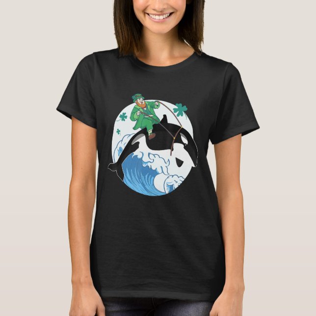 Killer Whale Ocean Orca Lover Funny St Patrick Day T-Shirt (Front)