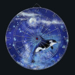 Killer Whale on Full Moon Dart Board - Blue<br><div class="desc">Killer Whales on Full Moon</div>