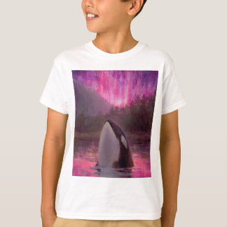 Killer Whale Orca and Pink/Magenta Northern Lights T-Shirt