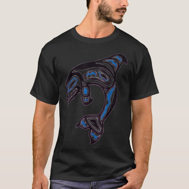 Killer Whale Orca Pacific NW Native American India T-Shirt (Front)