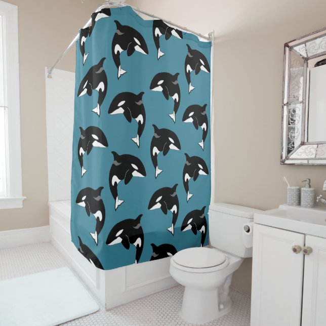 Killer Whale Orca Shower Curtain (In Situ)