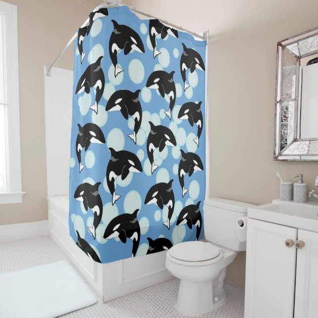 Killer Whale Orca Shower Curtain (In Situ)
