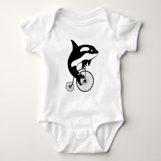 Killer Whale Rider on Penny Farthing Bike Baby Bodysuit