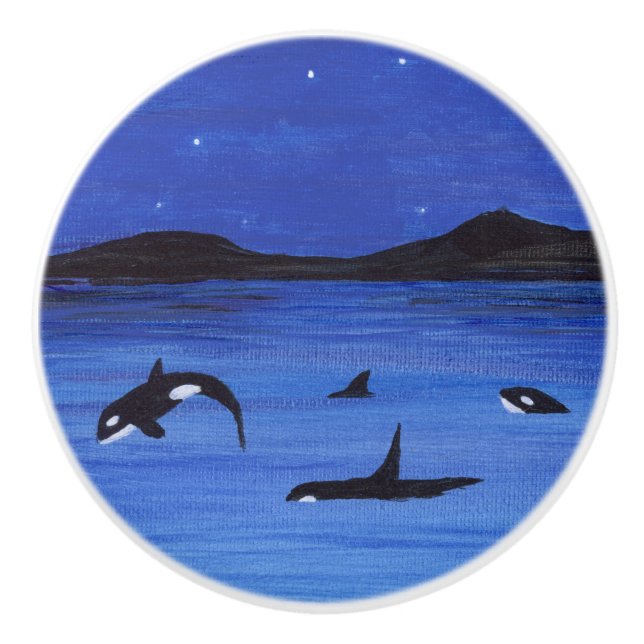 Killer Whales Ceramic Knob (Front)