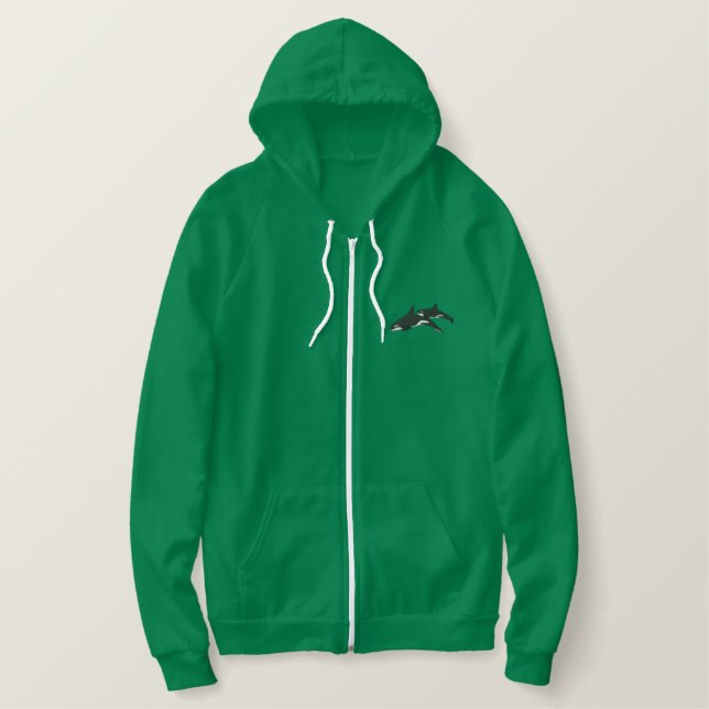Killer Whales Embroidered Hoodie (Design Front)