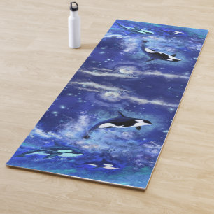 Killer Whales In Blue Full Moon Yoga Mat
