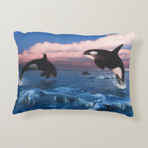 Killer Whales In The Arctic Ocean Decorative Cushion