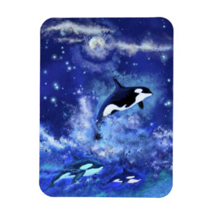 Killer Whales on Full Moon - Add Your Photo / Text Magnet