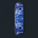 Killer Whales on Full Moon - Art Drawing - Blue Skateboard<br><div class="desc">Killer Whales on Full Moon</div>