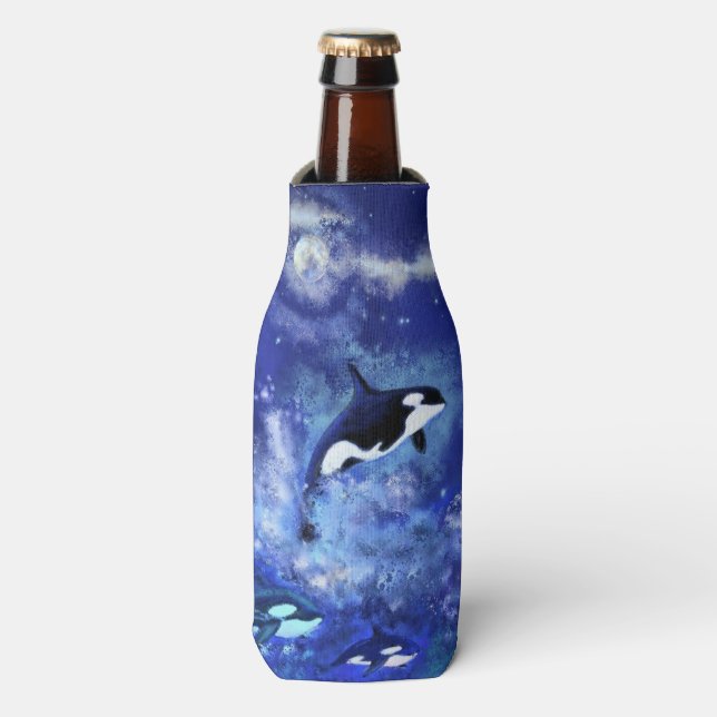Killer Whales on Full Moon Bottle Cooler (Bottle Front)