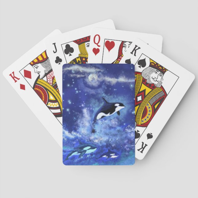 Killer Whales on Full Moon Playing Cards (Back)