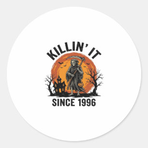 Killing It Since 1996 Vintage Halloween Reaper Des Classic Round Sticker