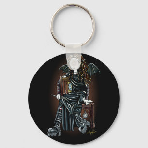 "Killing Time" Gothic School Girl Fairy Keychain