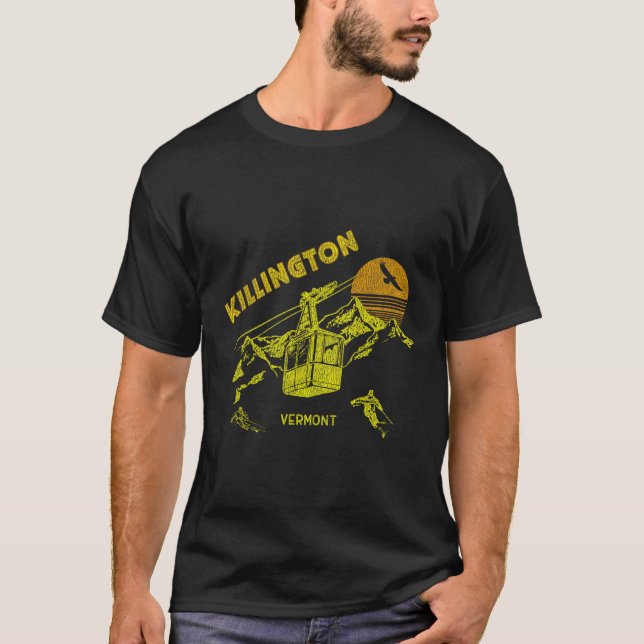 Killington Vermont Distressed Retro Skiing Tee  (Front)