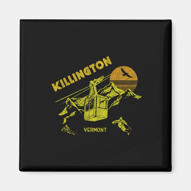 Killington Vermont Distressed Retro Skiing Tee  Magnet (Front)