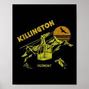 Killington Vermont Distressed Retro Skiing Tee  Poster