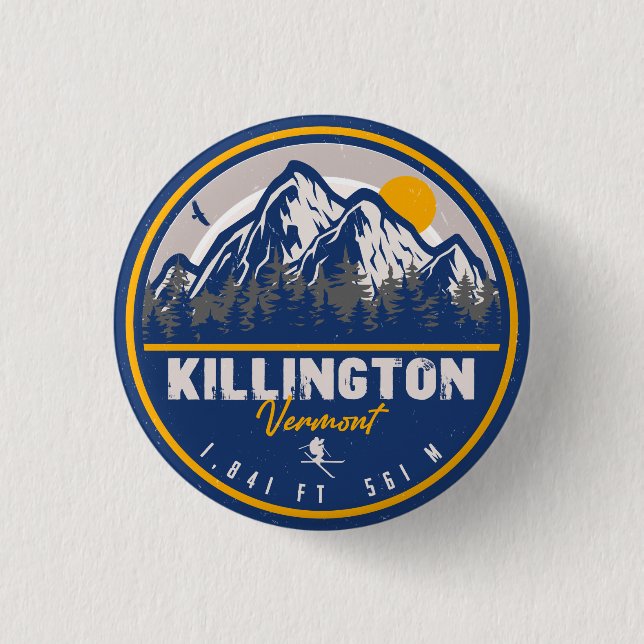 Killington Vermont Retro Sunset Ski Souvenirs 3 Cm Round Badge (Front)