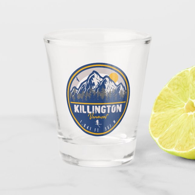 Killington Vermont Retro Sunset Ski Souvenirs 80s Shot Glass (Front)