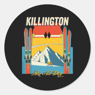 Killington Vermont Ski All Day - Retro Vintage Sty Classic Round Sticker