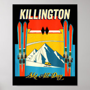 Killington vermont ski day - retro vintage style poster