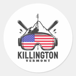 Killington Vermont Ski Retro Skiing Classic Round Sticker