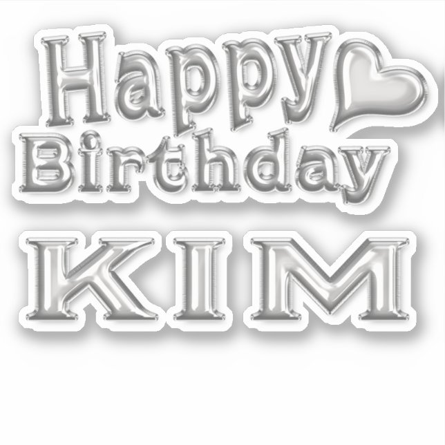 Kim Happy Birthday silver Sticker (Front)