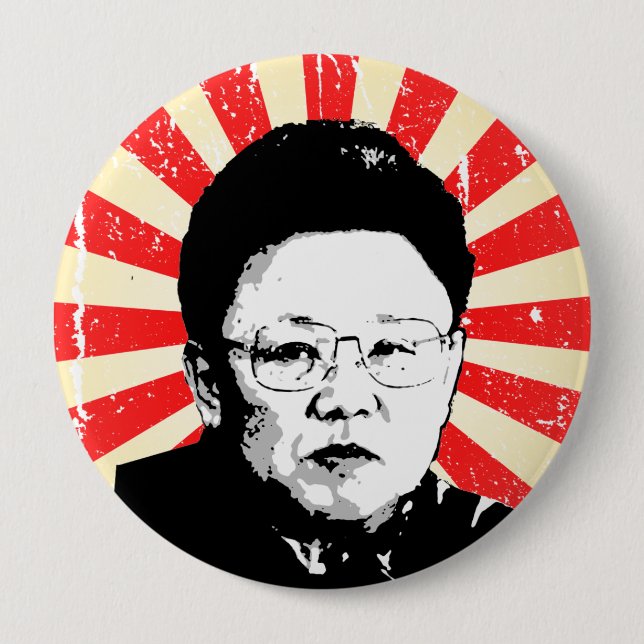 Kim Jong Il 10 Cm Round Badge (Front)