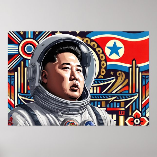 Kim Jong Un as Astronaut - North Korean Art  Poster (Front)