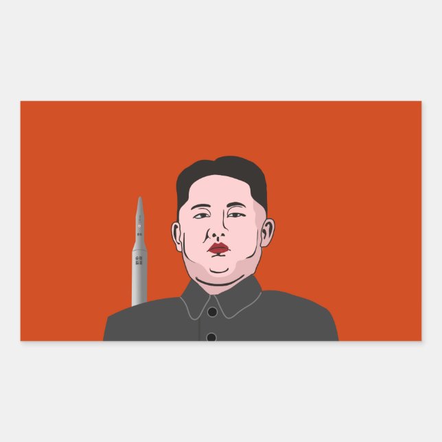 Kim Jong-un & nuclear missile Rectangular Sticker (Front)