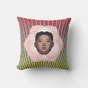 Kim Jong Un with Yellow and Red Rays on Blue Cushion
